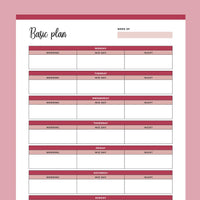 Printable Weekly Overview Planner - Red