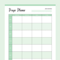 Printable Weekly Prayer Planner - Green
