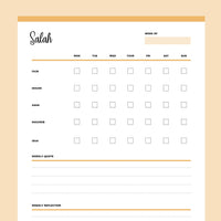 Printable Weekly Salah Tracker - Orange