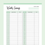 Printable Weekly Savings and Spending Trackers - Green