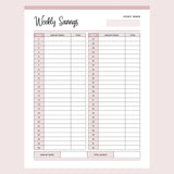 Printable Weekly Savings and Spending Trackers - Page 1