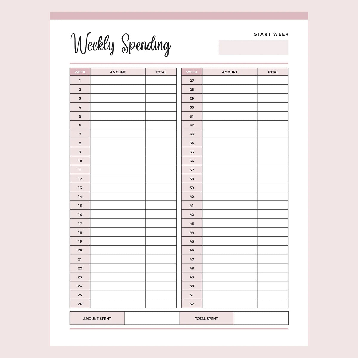Printable Weekly Savings and Spending Trackers | Instant Download PDF ...