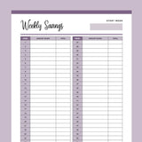 Printable Weekly Savings and Spending Trackers - Purple