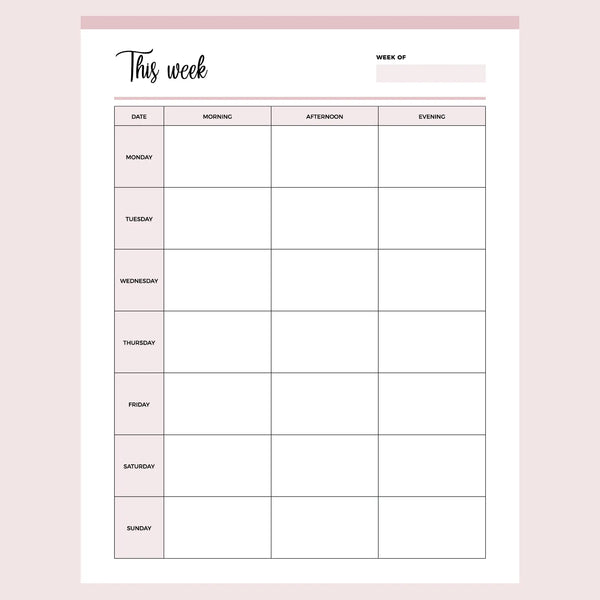 Printable Weekly To-Do Planner, Instant download PDF
