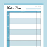 Printable Weekly Work Out Planner - Blue