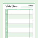 Printable Weekly Work Out Planner - Green