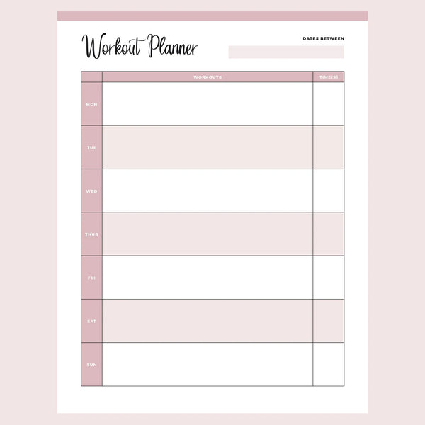 Printable Weekly Work Out Planner