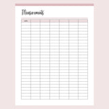 Printable Weightloss Measurement Tracker Page 2