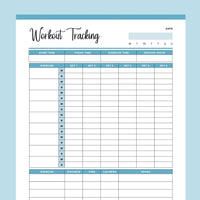 Printable Work Out Planner - Blue