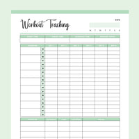 Printable Work Out Planner - Green