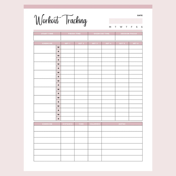 Printable Work Out Planner