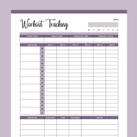 Printable Work Out Planner - Purple