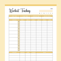 Printable Work Out Planner - Yellow