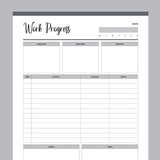 Printable Work Progress Organizing Template - Grey