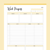 Printable Work Progress Organizing Template - Yellow