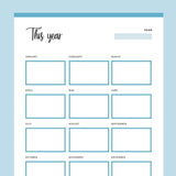 Printable Year at a Glance Page - Blue
