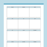 Printable Year at a Glance Calendar - Blue
