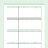 Printable Year at a Glance Calendar - Green
