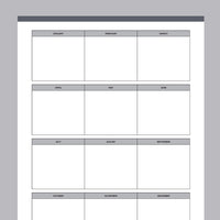 Printable Year at a Glance Calendar - Grey