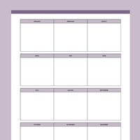 Printable Year at a Glance Calendar - Purple