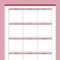 Printable Year at a Glance Calendar - Red