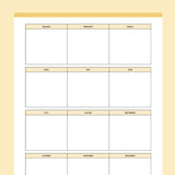 Printable Year at a Glance Calendar - Yellow