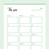 Printable Year at a Glance Page - Green