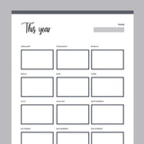 Printable Year at a Glance Page - Grey