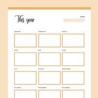 Printable Year at a Glance Page - Orange