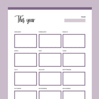 Printable Year at a Glance Page - Purple