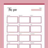 Printable Year at a Glance Page - Red