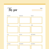 Printable Year at a Glance Page - Yellow