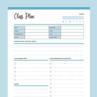 Printable Yoga Class Planner - Blue