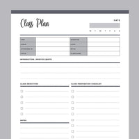 Printable Yoga Class Planner - Grey