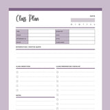 Printable Yoga Class Planner - Purple