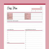 Printable Yoga Class Planner - Red