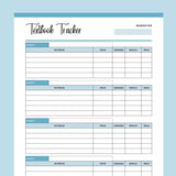 Printable Textbook Tracker - Blue