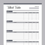 Printable Textbook Tracker - Grey