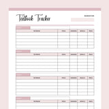Printable Textbook Tracker - Pink