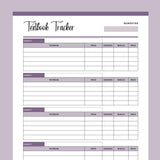 Printable Textbook Tracker - Purple