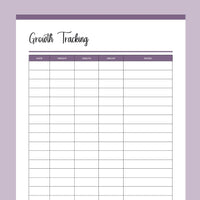 Puppy Growth Tracker Printable - Purple