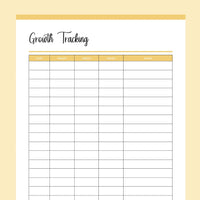 Puppy Growth Tracker Printable - Yellow