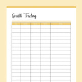 Puppy Growth Tracker Printable - Yellow