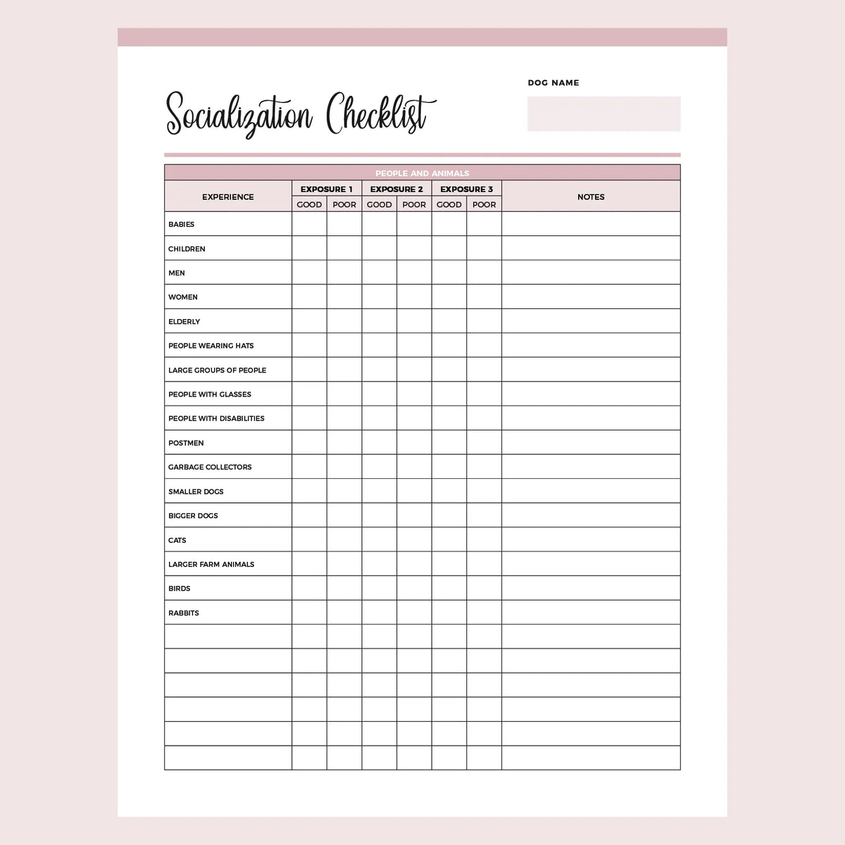 Puppy Socialisation Checklist Printable | Instant Download PDF | A4 and ...