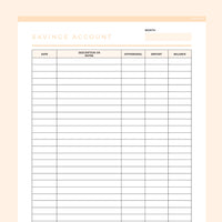 Savings Account Balance Tracker Editable - Orange