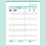 Savings Account Balance Tracker Editable