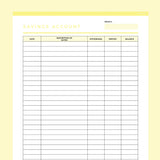 Savings Account Balance Tracker Editable - Yellow