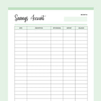Savings Tracker Printable - Green