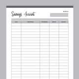 Savings Tracker Printable - Grey