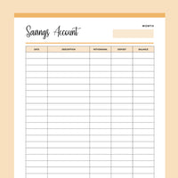 Savings Tracker Printable - Orange